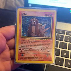 Old Entei Pokemon Card Rare And In Bad Condition