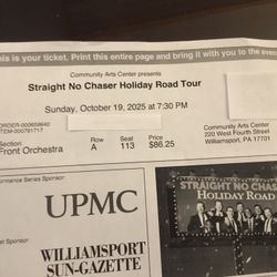 Less than (Face value)  2 Tickets. STRAIGHT NO CHASER