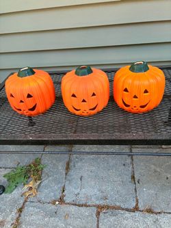 3::: 6”H Terra cots pumpkin tea light holders ex cond