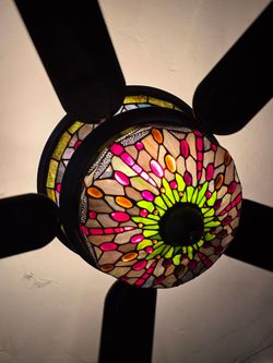 Tiffany  Ceiling Fan Chandelier dragon-fly vintage