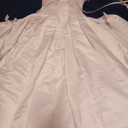 Satin Pearl and small Gem Wedding Dress
