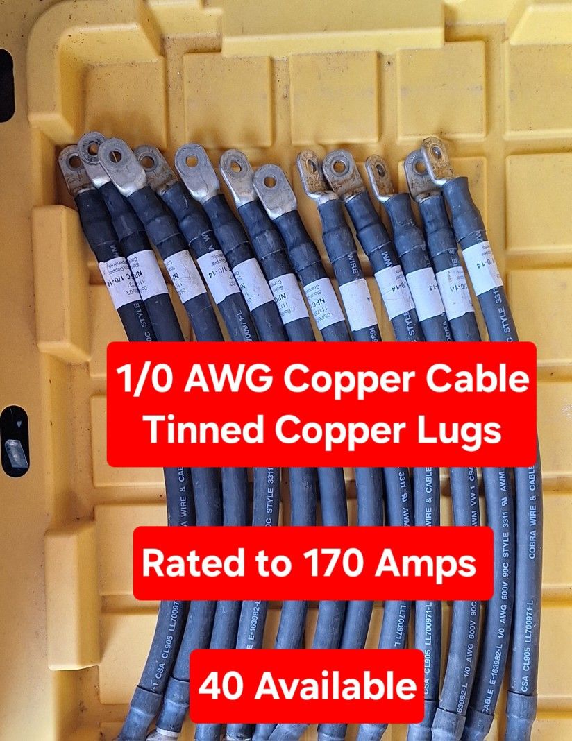 1/0 Copper Cable With 2 Lugs. $4ea (OBO Qty 8+)