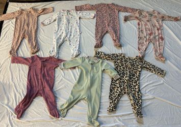 Baby Girl Sleeper Bundle | 7 Zip-Up Footed Sleepers | Size 3-6M/9M