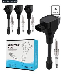 UF549 Ignition Coil Pack 9029 Spark Plug (4PCS) 2005 to 2019 For 1.6L 1.8L 2.OL 2.5L Nissan Altima Cube NP300 Frontier Rogue Sentra Tiida Urvan Versa 