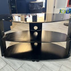 Black Tempered Glass Small Entertainment Center