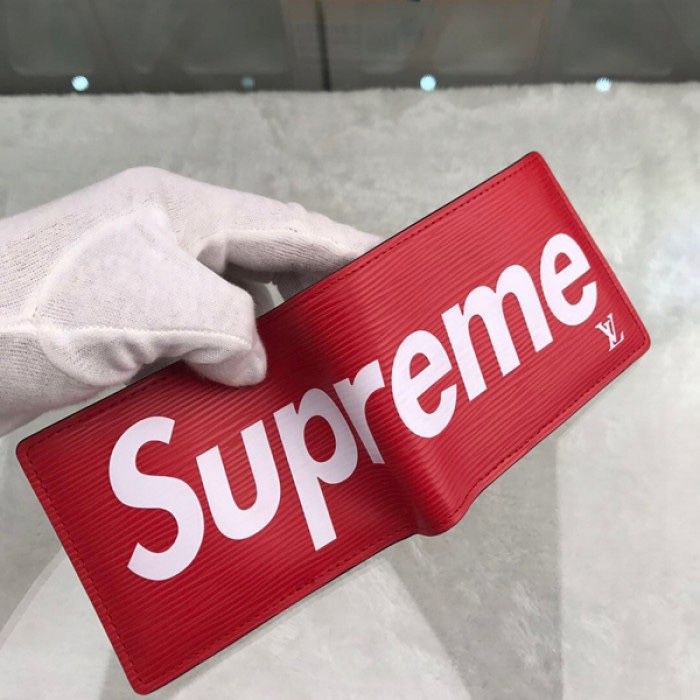 L.V x Supreme Wallet In Red