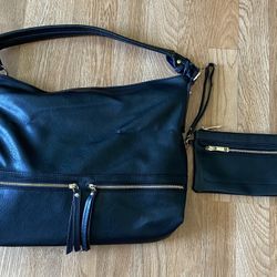 Black Handbag w/ Matching Wristlet