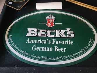 Beck's Beer Oval Metal Advertising Sign
