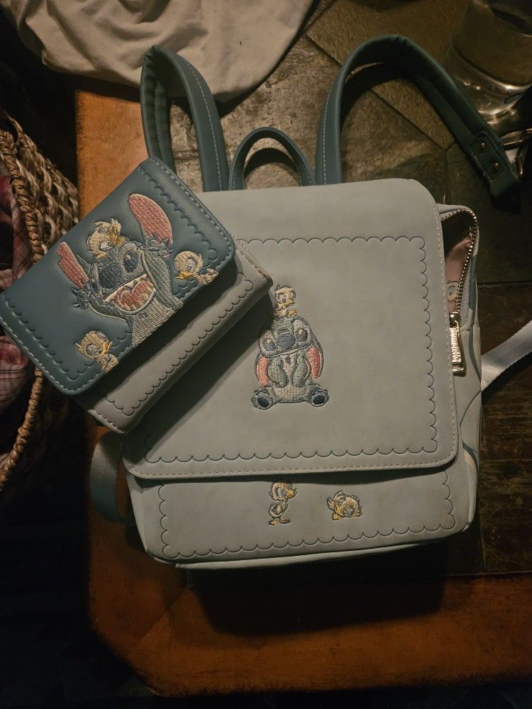 Stitch Loungefly Bag And Wallet
