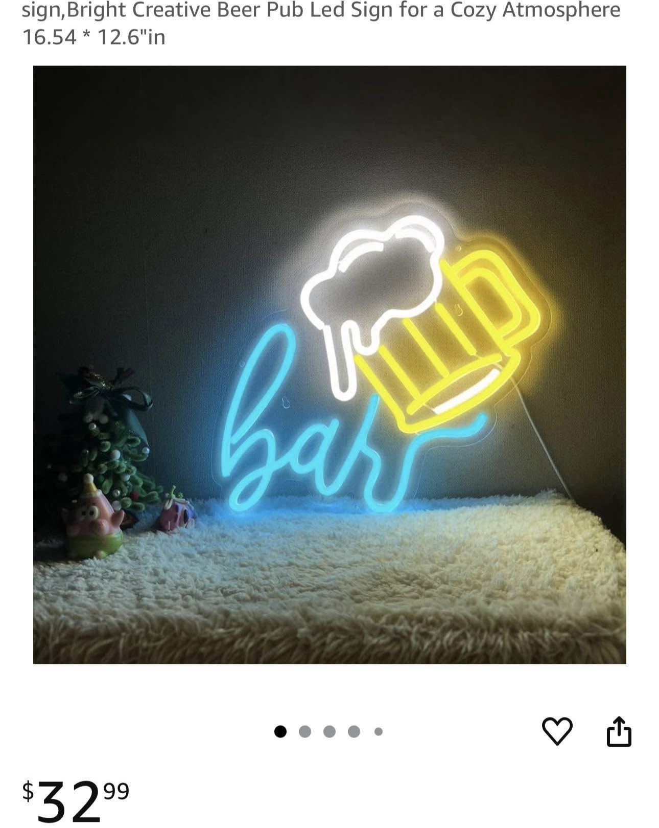 (NEW IN BOX) Bright Creative Beer Pub Led Sign Mancave