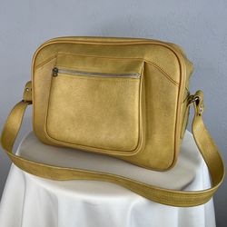 Vintage 1970s American Tourister Yellow Vinyl Carry-On Shoulder Tote Bag