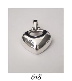 (Joseph Esposito), Espo Sig, Espo Snap. Solid Sterling Silver Heart Slider Pendant, signed