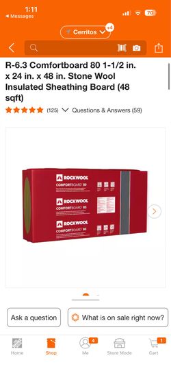 R-6.3 Comfortboard 80 1-1/2 in. x 24 in. x 48 in. Stone Wool Insulated Sheathing Board (48 sqft)