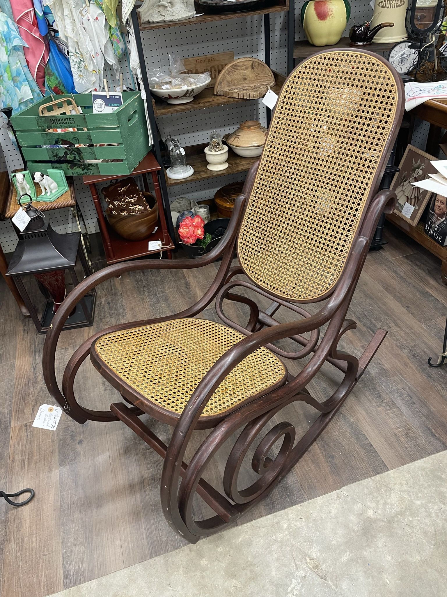 Vintage 1980’s Bentwood Rocking Chair Cane Seat Boho Bohemian (pick up Out of the Cedar Chest)