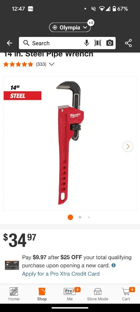 Milwaukee 48-22-7114, 14 in. Steel Pipe Wrench