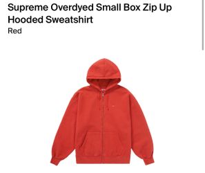 Red Supreme Overdyed Small Box Zip Up Hooded Sweatshirt
