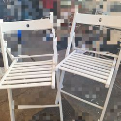 2 White Wooden Chairs