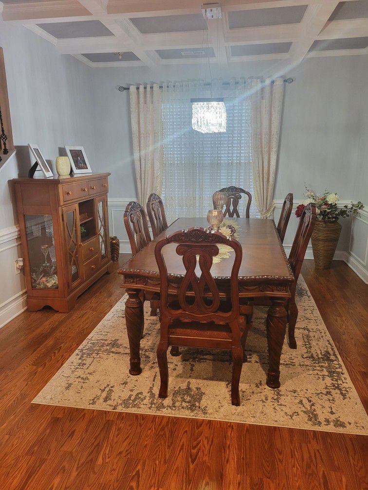Dining Table With 6 Chairs And Extention Leaf 