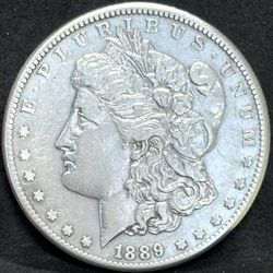 1889 CC MORGAN SILVER DOLLAR XF+/AU DETAILS RARE KEY DATE CARSON CITY COIN 