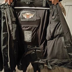 Harley Davidson Leather Jacket With Pocket System Men's L 