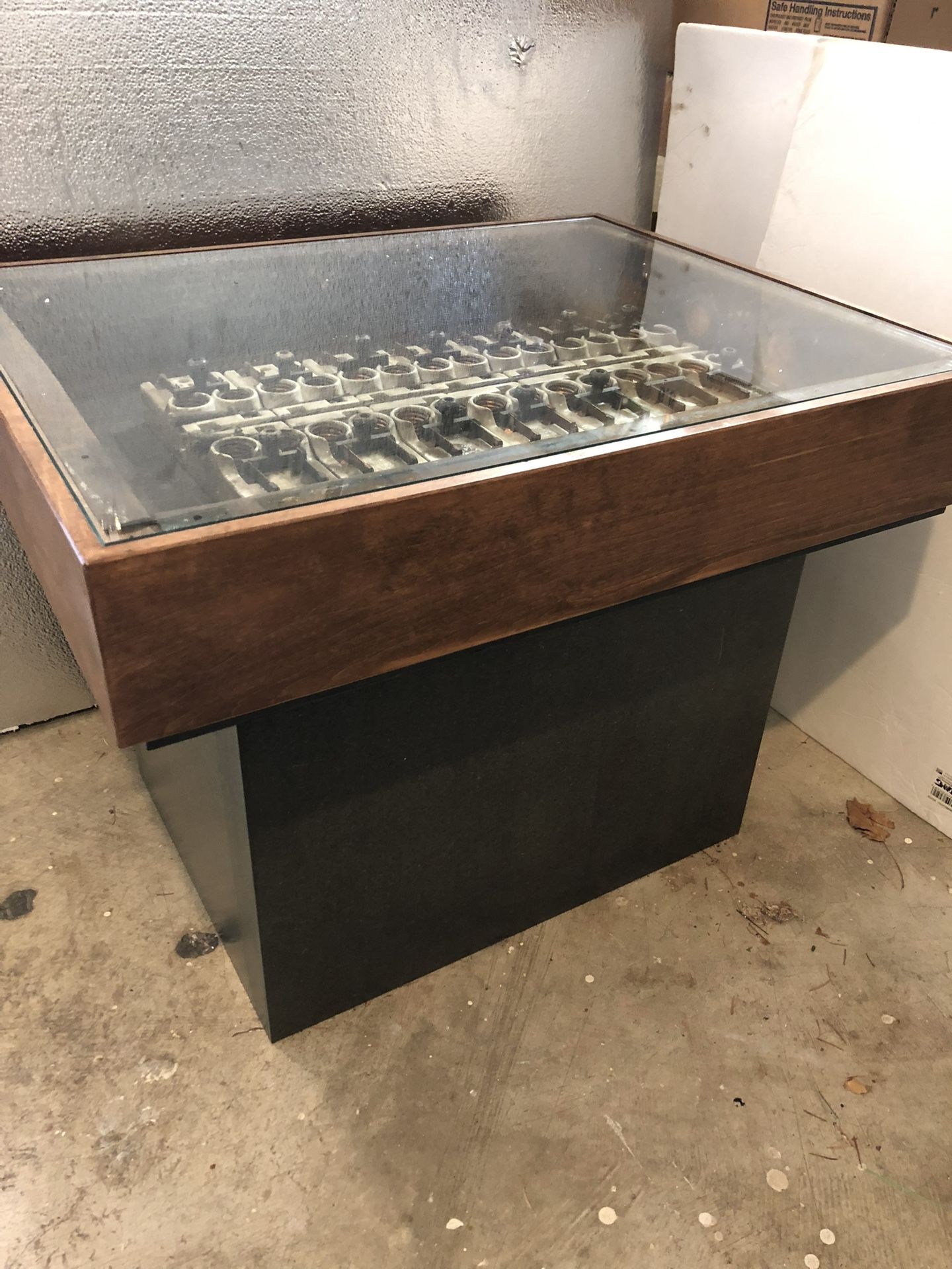 Alder Table with Built-In Vintage Electrical Panel