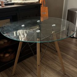 Glass Balcony Table - Mid-Century Modern "Eiffel" Style Round Dining Table