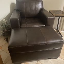 Leather Chair And Ottoman