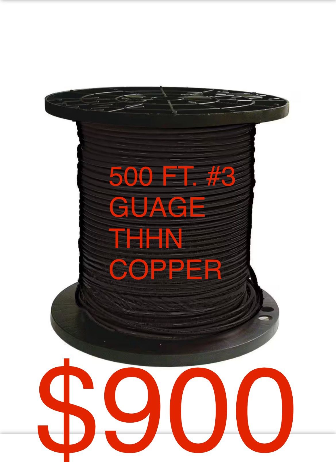#3 AWG STRANDED COPPER 500ft.