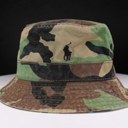 Polo Ralph Lauren Polo Pony Camo Bucket Hat (Green Brown) Limited Edition Size S/M 