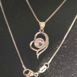 New, 2CT Round Cz Solitaire  Pendant 18in Box Chain 925 Stirling Silver