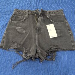 Black denim shorts