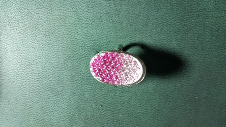 Genuine Pink Sapphires & White Diamonds in White Gold Cocktail Ring