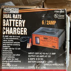  Electric Battery Charger Chicago Electric  Dual Rate 6/12 Volt & 6/2 Amp