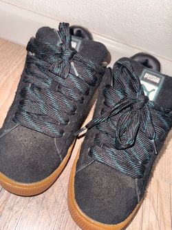 Puma Black Suede Sneakers with Gum Sole