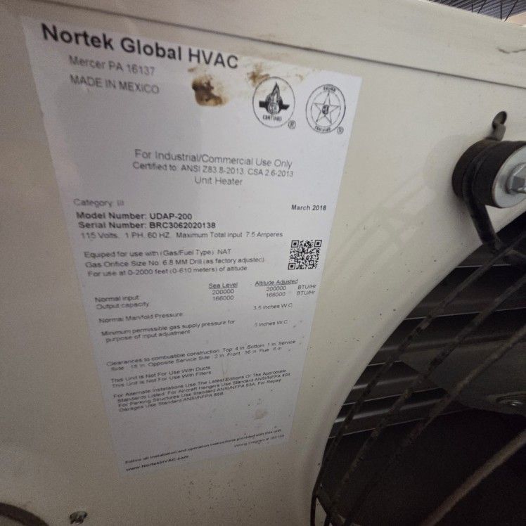 REZNOR  200k BTU Unit Heater