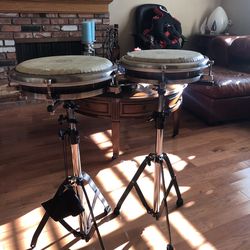 Pearl compact congas with both stands