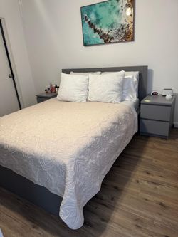 Set Queen Mattress, Bedframe And 2 Night Stand . Price Including Delivery