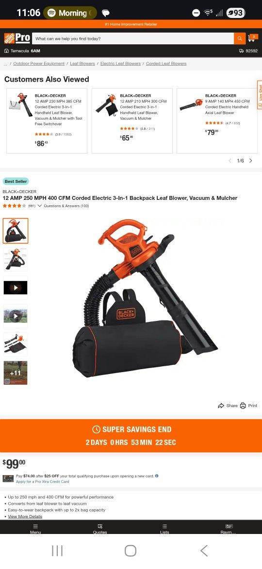 Black And Decker Leaf Blower With Vacuum Bag