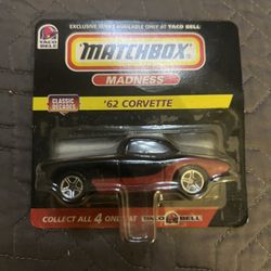 Vintage 1998 Matchbox '62 Corvette Black/Red/ White Taco Bell Promo
