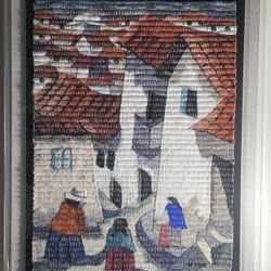 Large Peruvian Handwoven Wool Tapestry - Acrylic Frame