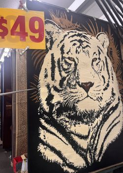 5 X 8 Feet Area Rug Tiger Black White Brown Cream
