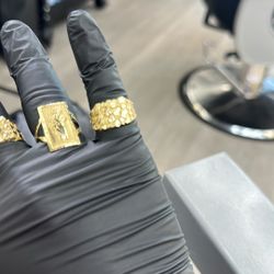 10k Gold Sanjugas Ring And Medium Nugget Ring 