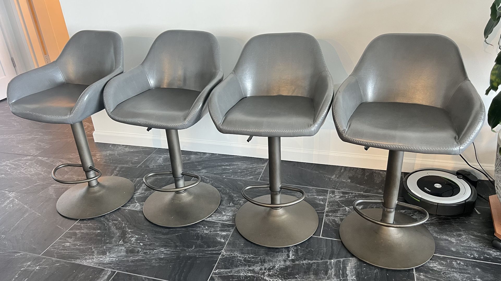 Swivel Chairs/stools, Adjustable For Either Counter Or Bar Height; Faux Leather
