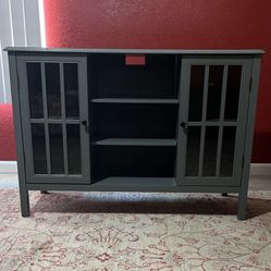 Gymax Wood TV Stand Entertainment Media Center Gray Console