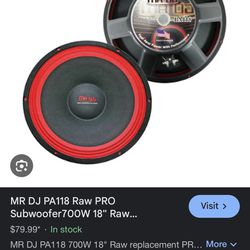 MR DJ PA118 Raw PRO Subwoofer 700W 18" 