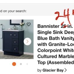 Vanity Single Sink Deep Blue Bath 