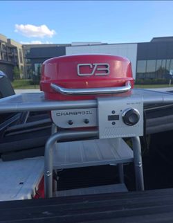 Bistro Pro 3-in-1 Grill, Griddle, and Charcoal 1750 -Watt Red Electric Grill