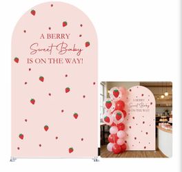 A Berry Sweet Baby Baby Shower Set with Arch, Cup Cake Toppers, and Table Center pieces