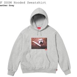 Supreme x MF DOOM Grey Hoodie FW23 In Hand. Size Small