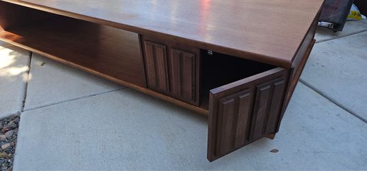 Large Walnut coffee table on casters